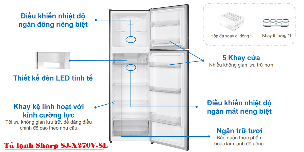 Thiết kế tủ lạnh Sharp SJ-X270V-SL