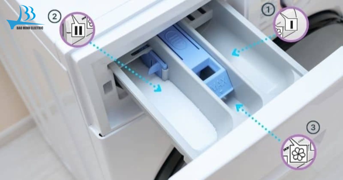 Cấu tạo ngăn chứa nước ở các dòng máy giặt LG cửa trước