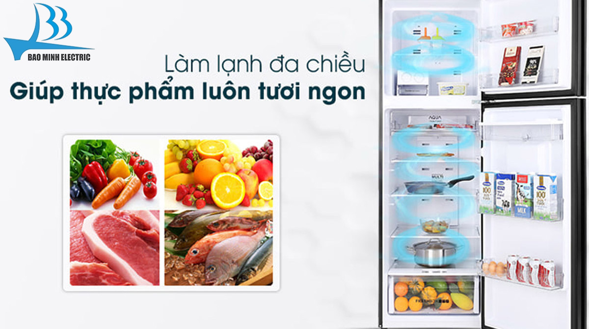 Công nghệ làm lạnh đa chiều phân phối khí lạnh đều khắp các ngăn tủ