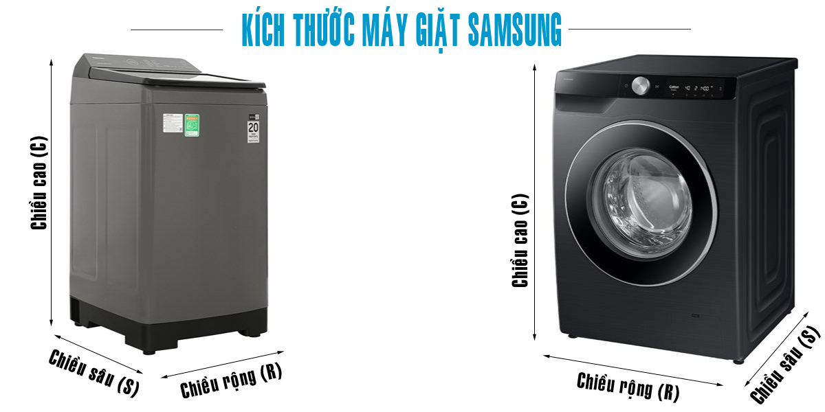 Kích thước máy giặt Samsung - 1