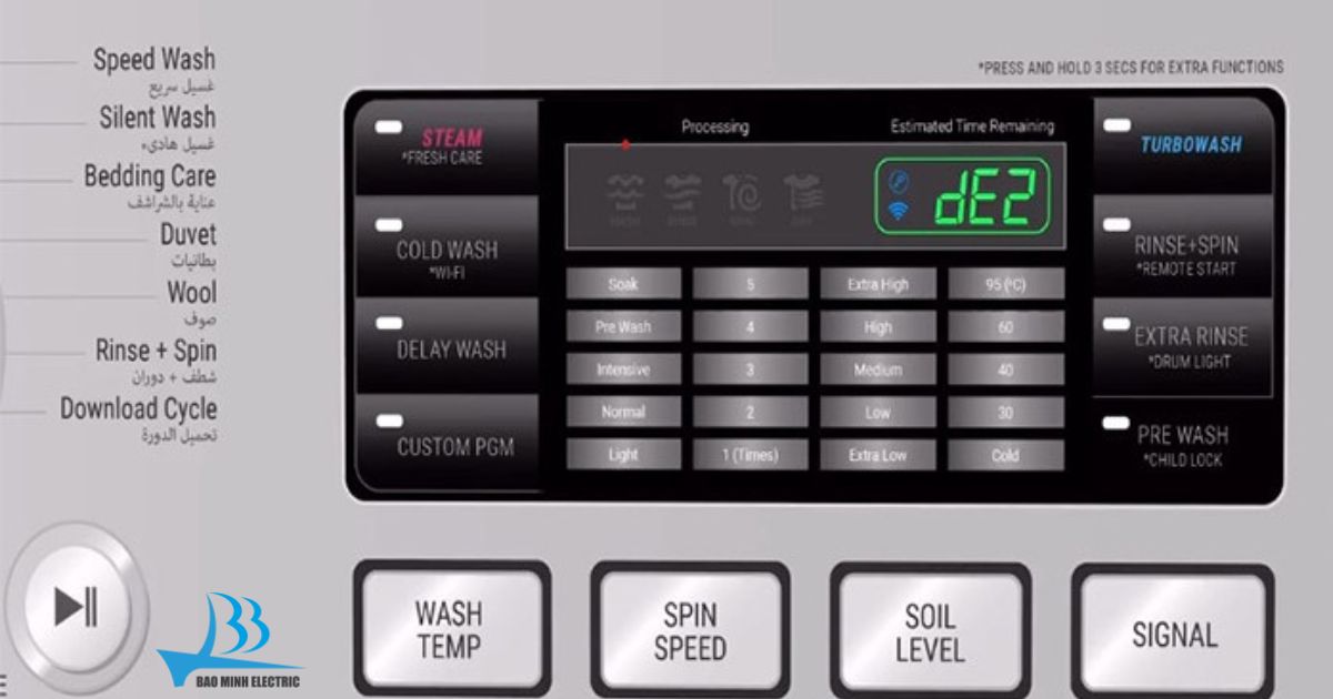 Máy giặt xuất hiện lỗi DE2