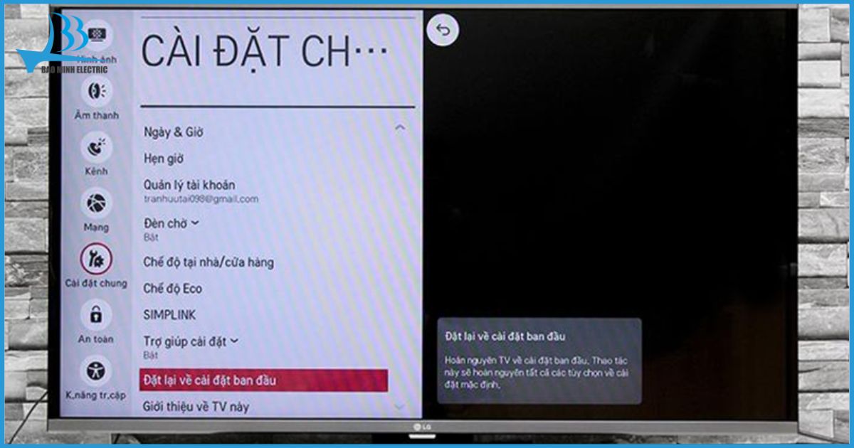 Khi khôi phục cài đặt gốc, toàn bộ ứng dụng trên TV LG cũng bị xóa hết