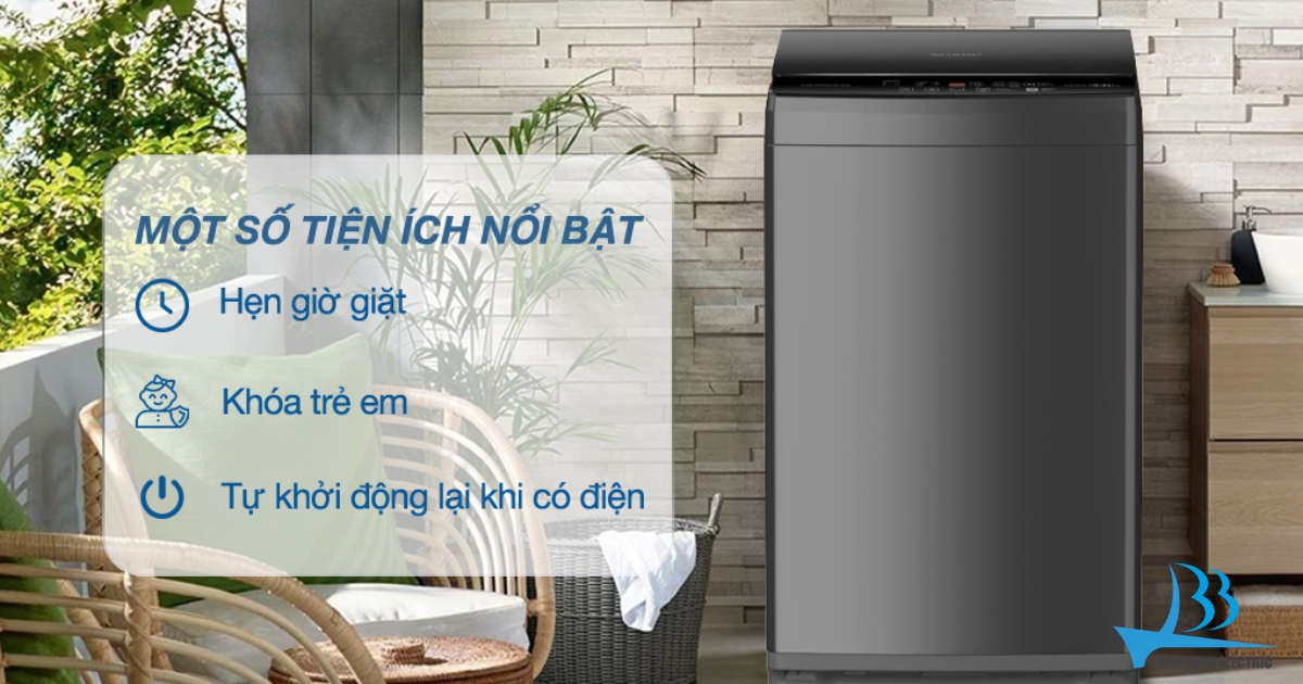 Máy giặt lồng đứng được trang bị nhiều tiện ích cho người dùng
