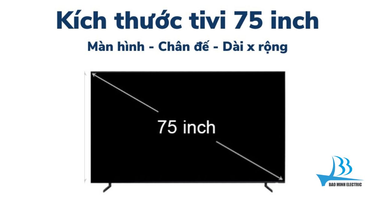 Kích thước tivi 75 inch là bao nhiêu?